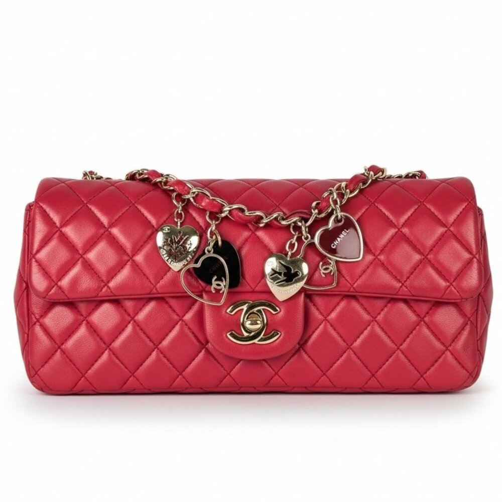 CHANEL E/W Valentines Quilted Mini Flap Bag Chain Shoulder Lambskin Leather Bag